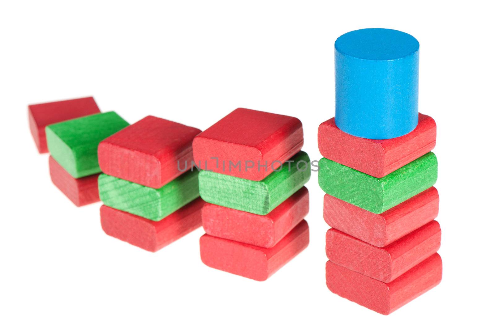 Colour wooden cubes. It is isolated on a white background