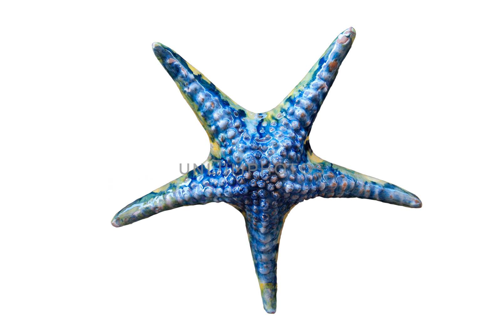 Starfish Ceramic pearl gloss blue and gold