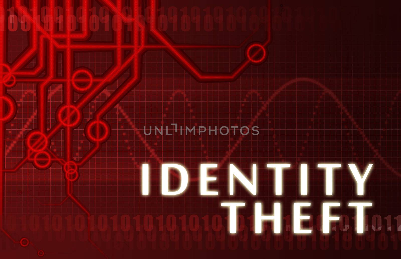 Identity Theft Concept Abstract Background on Red