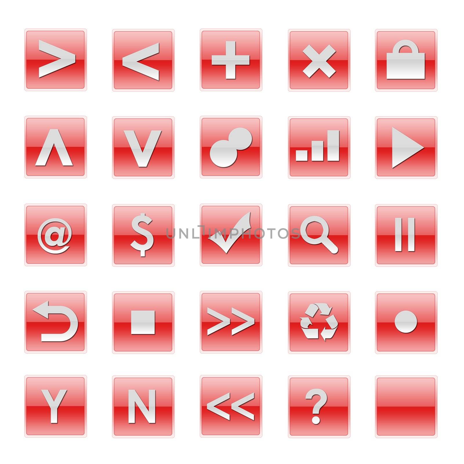 Simple Web Software Internet Buttons in Red Tones