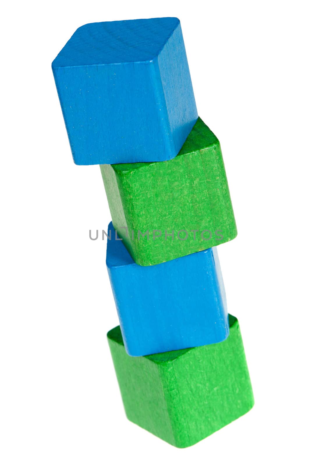 Colour wooden cubes. It is isolated on a white background