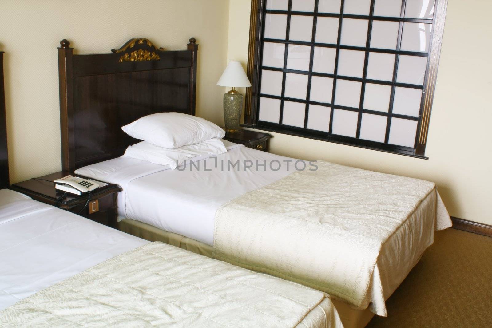 Generic Hotel Bed Room With Sunlight Coming In