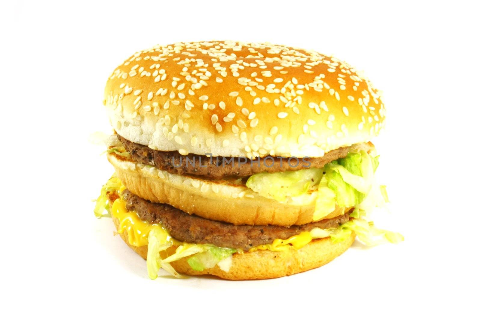 Big Juicy Hamburger On a White Background