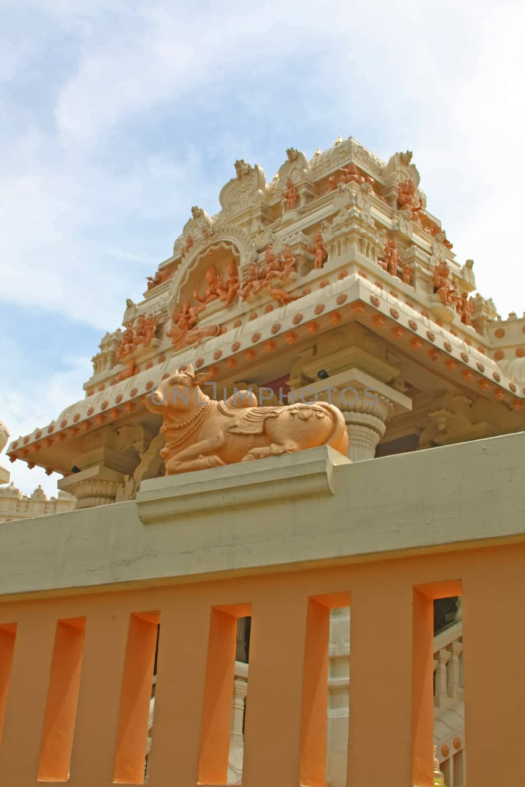 Hindu Temple Gleaming in the Sun with Elephant God