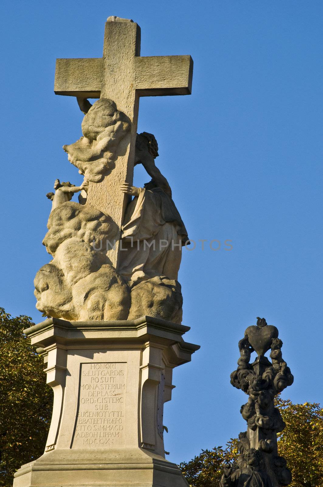 detail of a statue on the Charles bridge in Prague