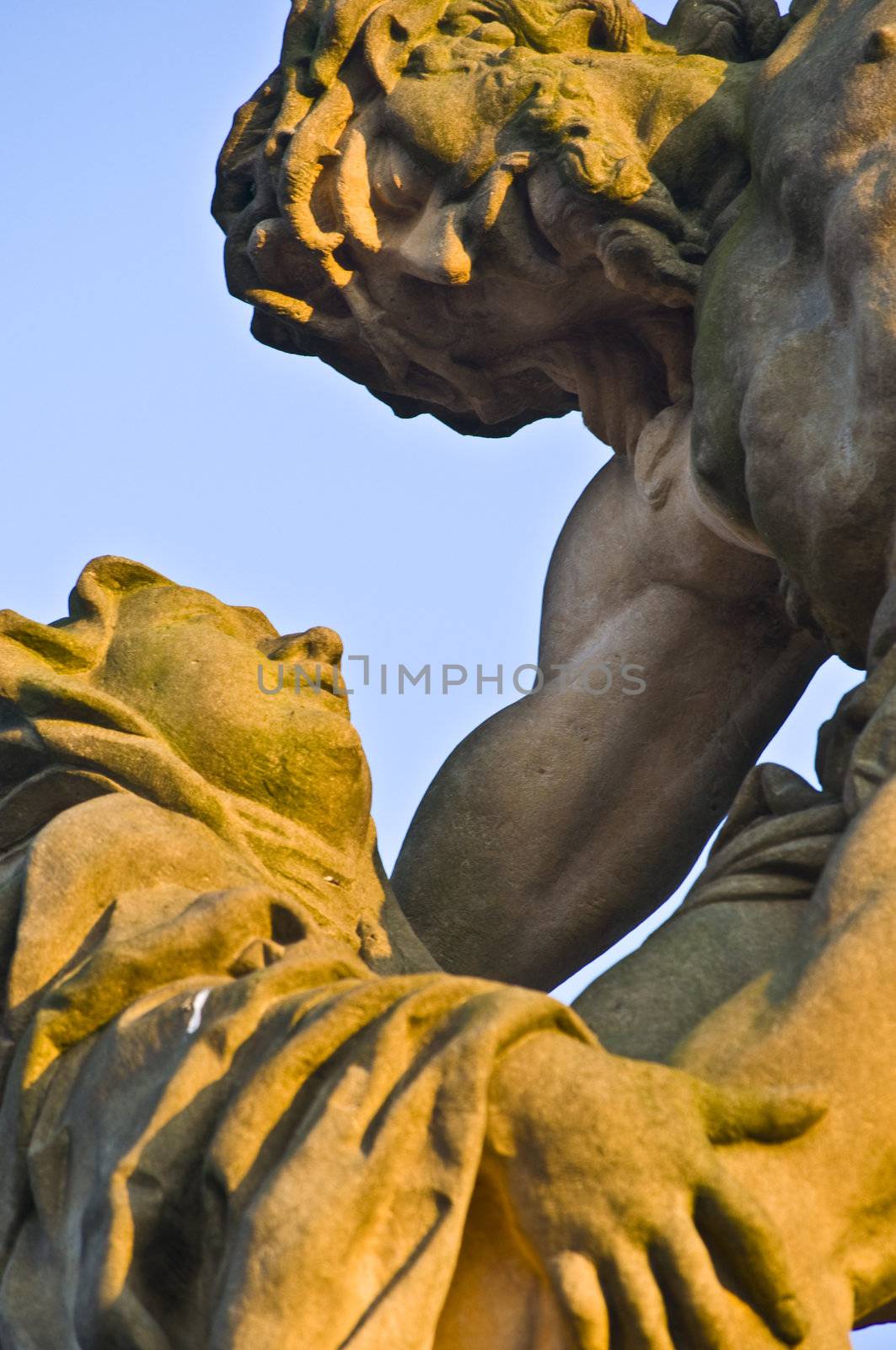 detail of a statue on the Charles bridge in Prague