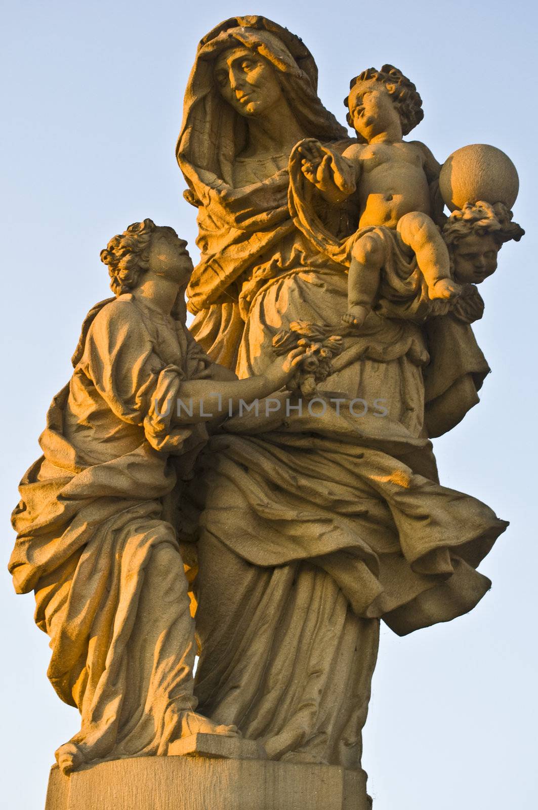 detail of a statue on the Charles bridge in Prague