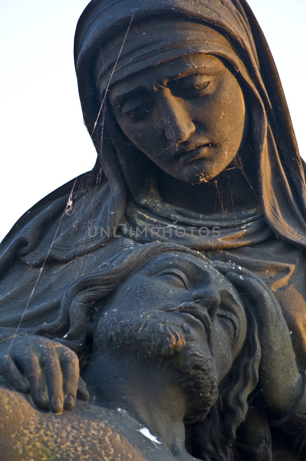 detail of a statue on the Charles bridge in Prague