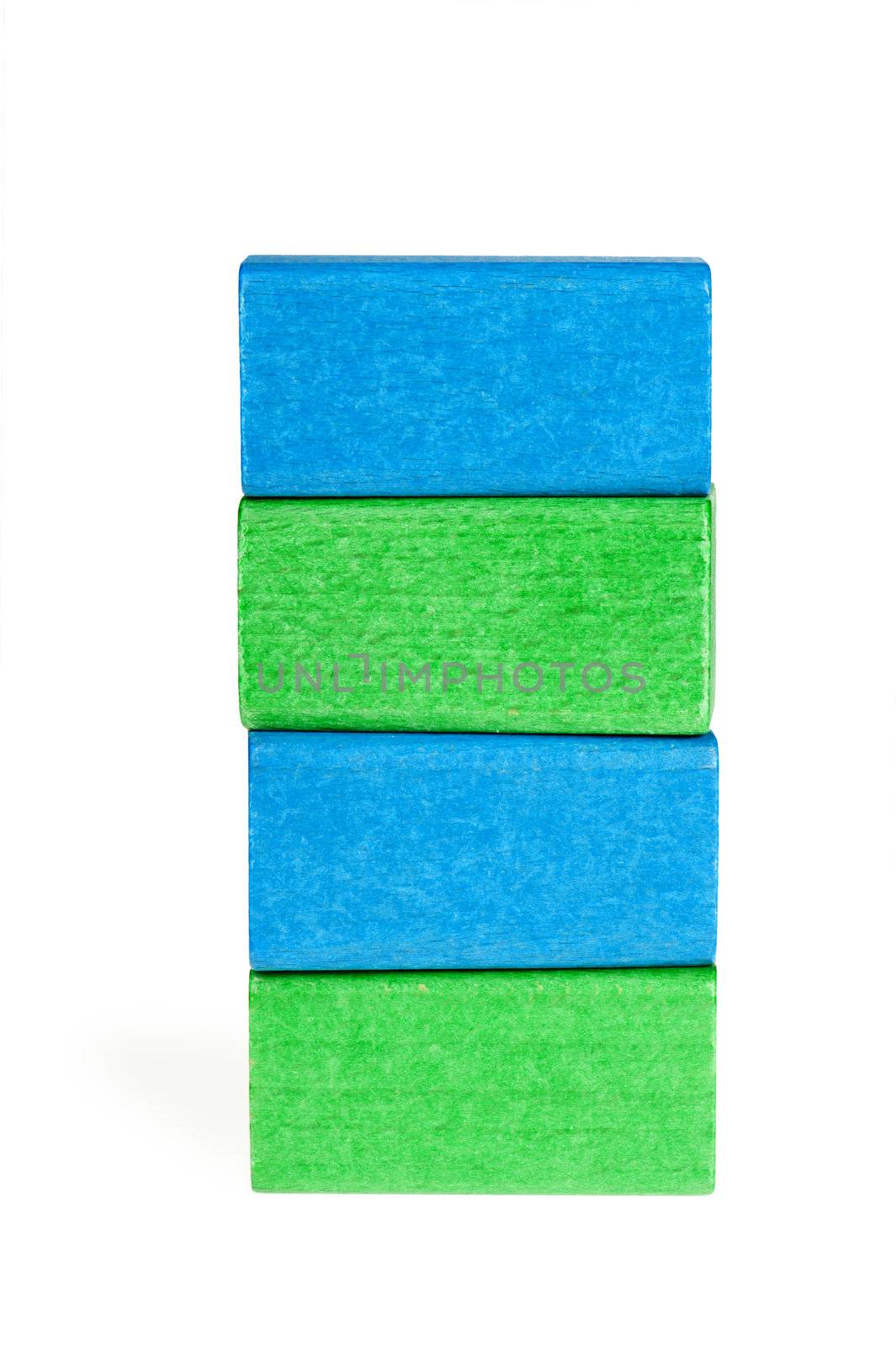 Colour wooden cubes. It is isolated on a white background