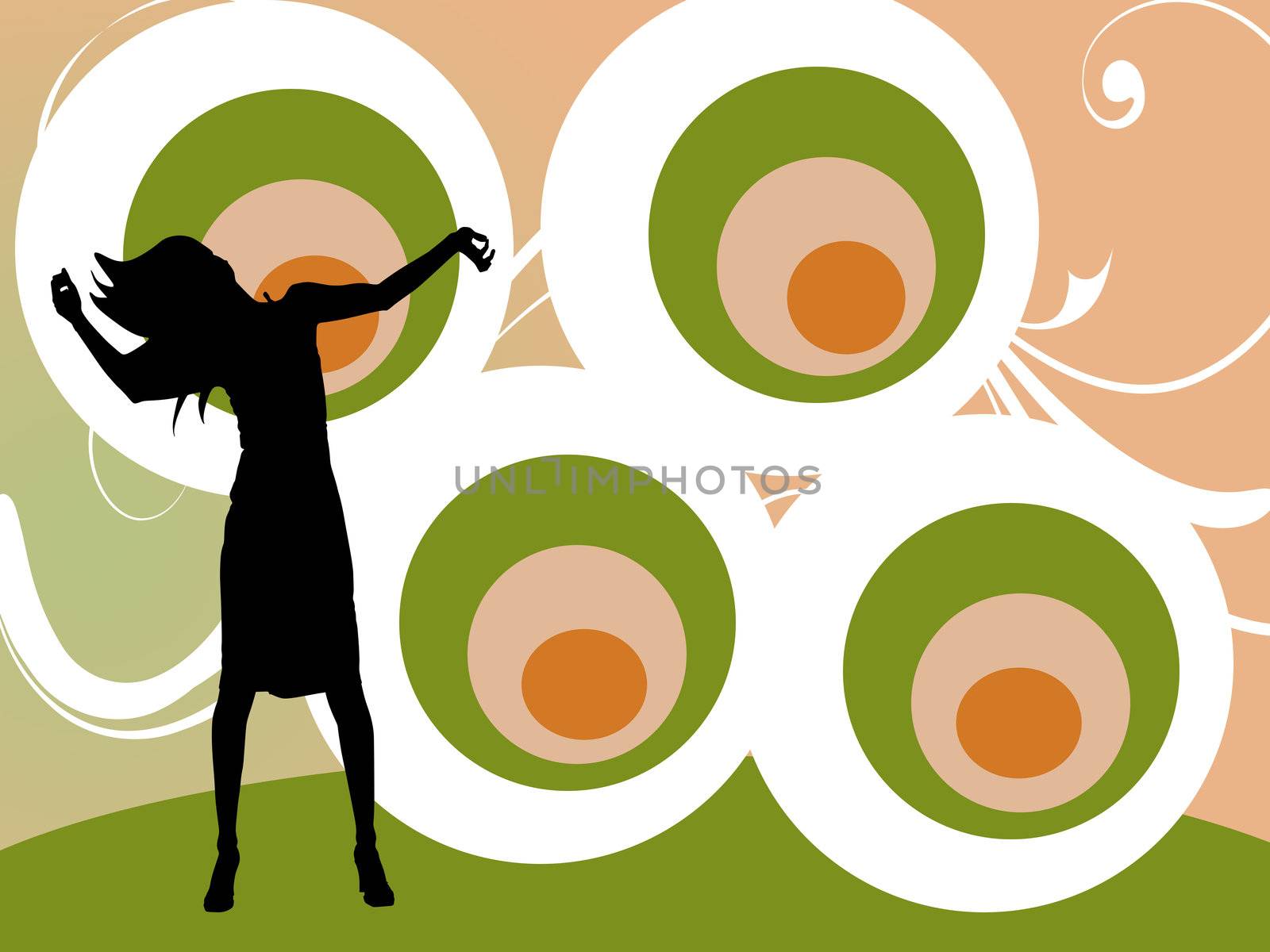 Dancing woman on brown background