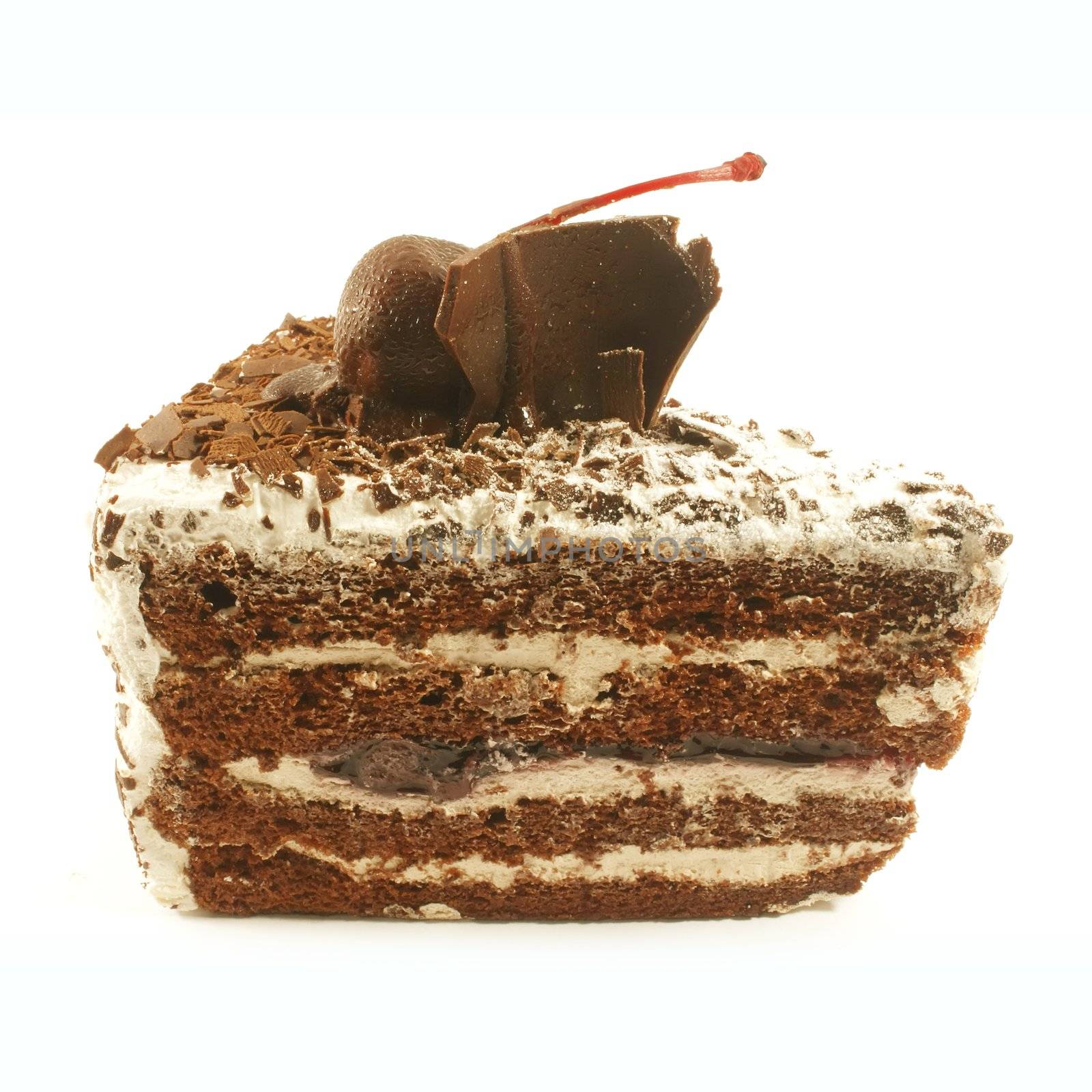 Chocolate Cream Cake Isolated on a White Background