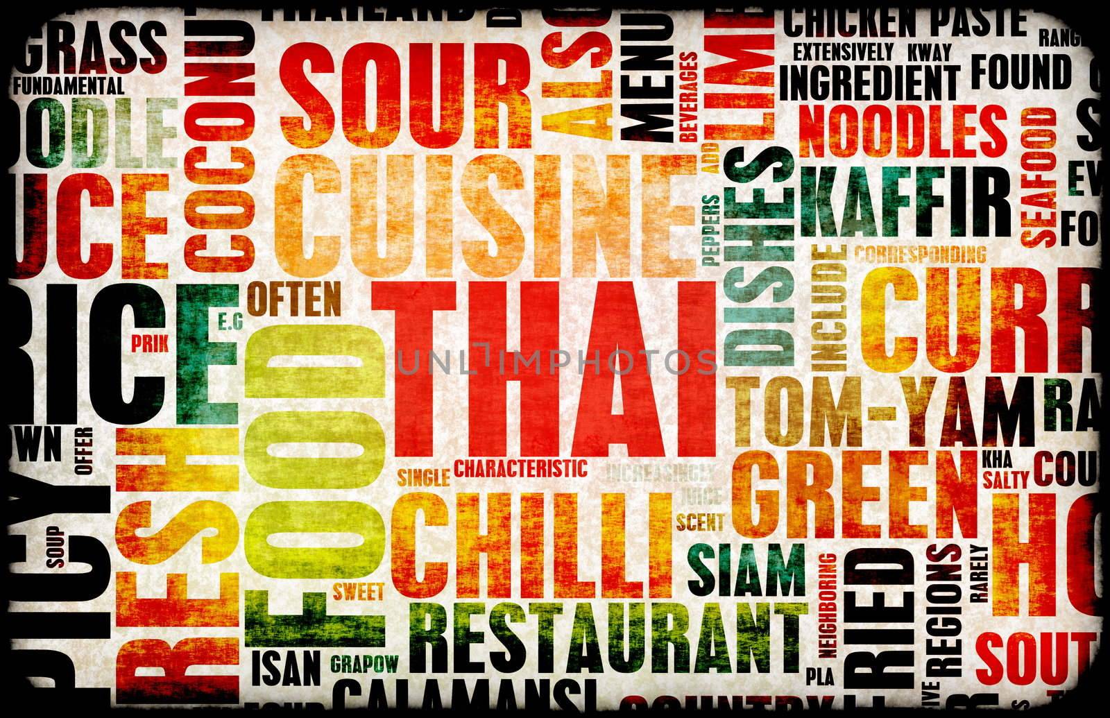 Thai Food Menu Art Background in Grunge