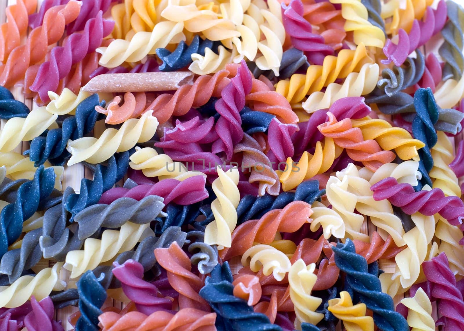 Multi colored Macaroni background.Italian food