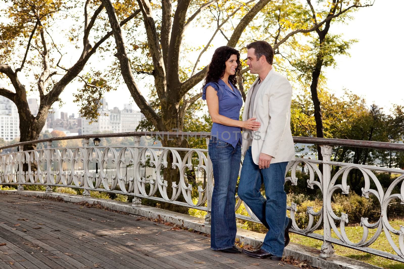 A couple in love in the park