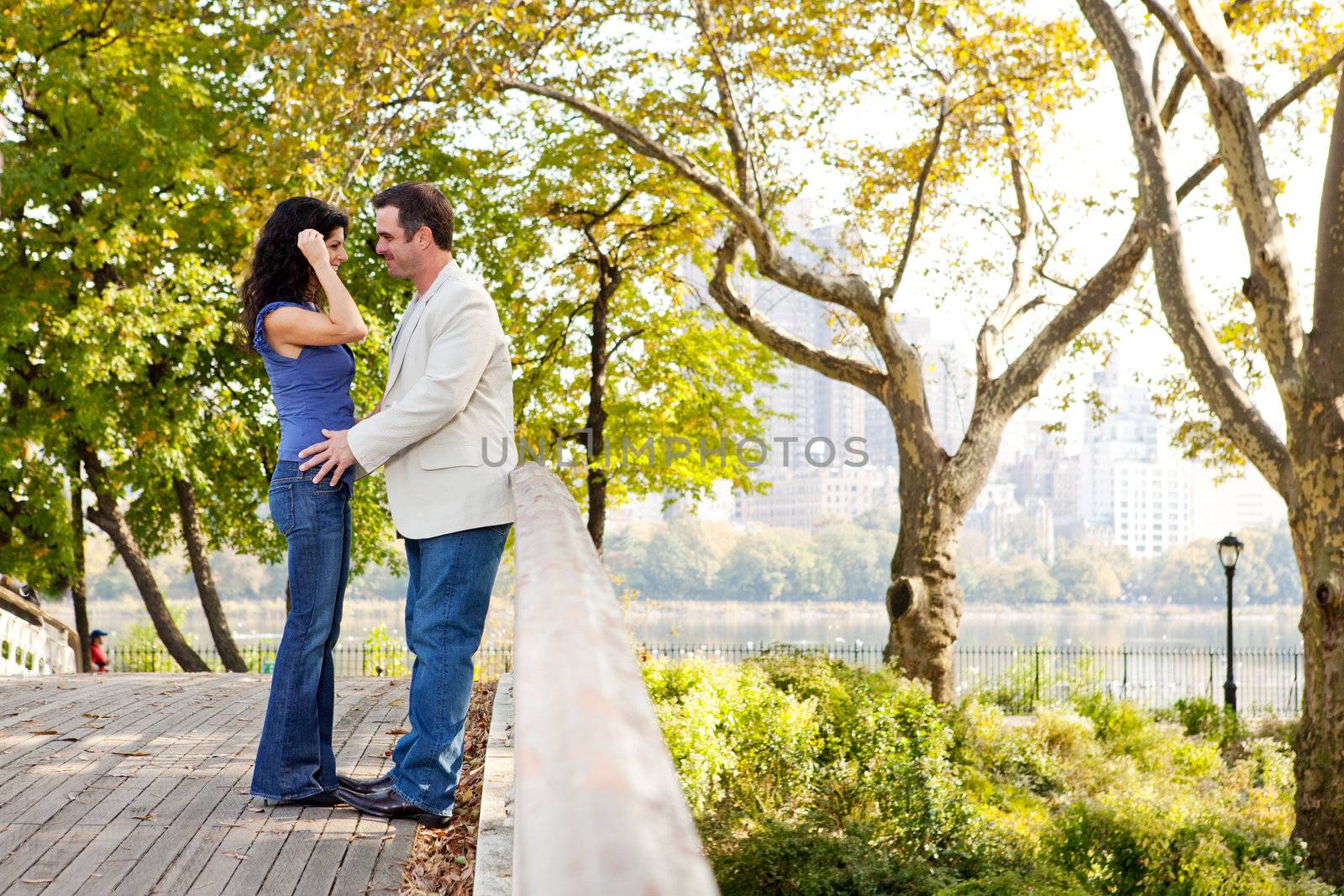 A couple in love in the park