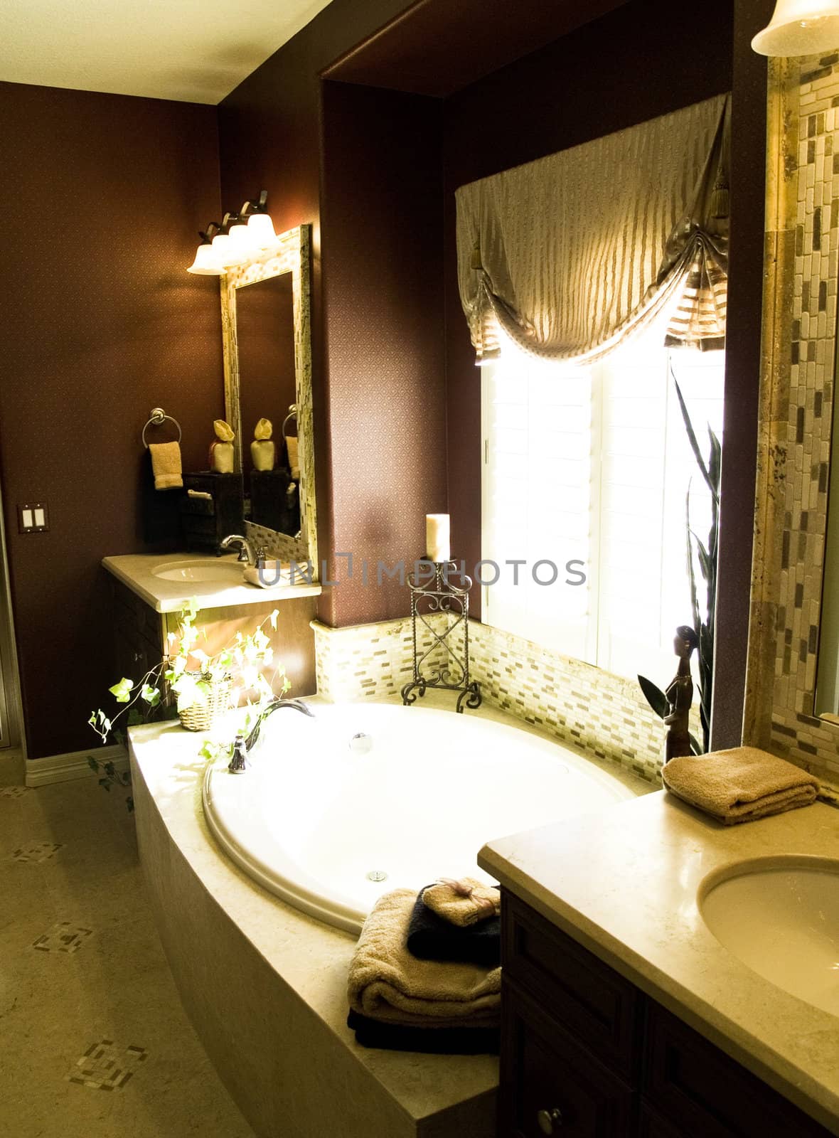 Beautiful master bathroom with huge tub and two sinks