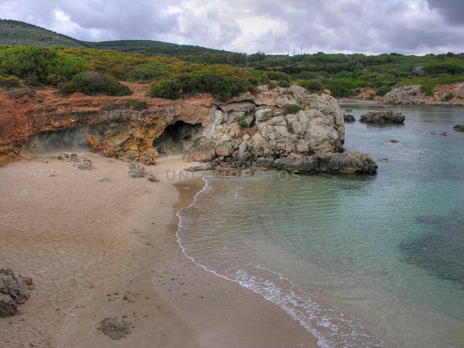 Detail of the coast of Sardinia in Italy