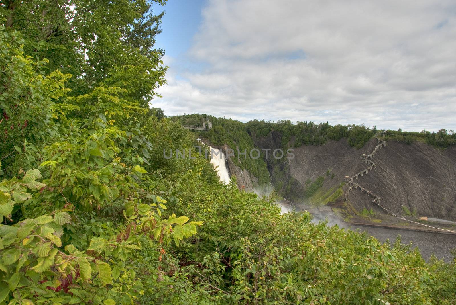 Detail of the Montmorency Falls in Quebec, Canada