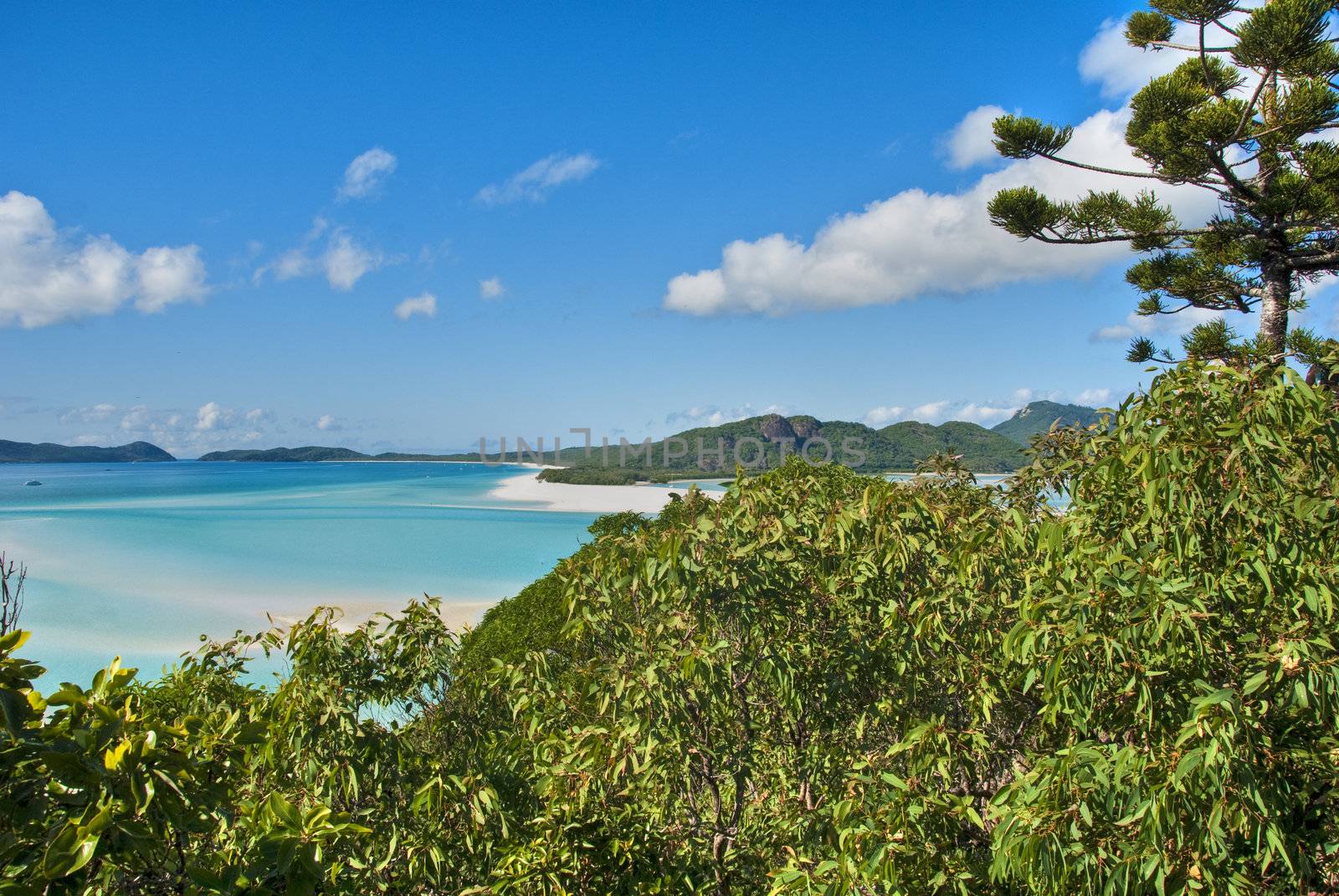 Overview of Whitehaven Beach Area in the Whitsundays Archipelago, East Australia