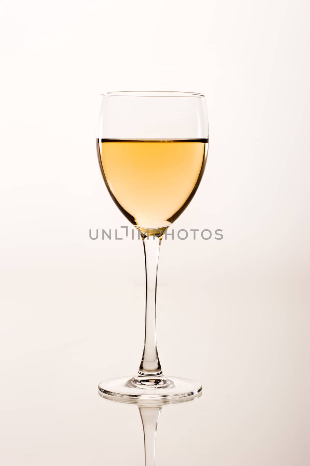 drink series: white wine glass over white