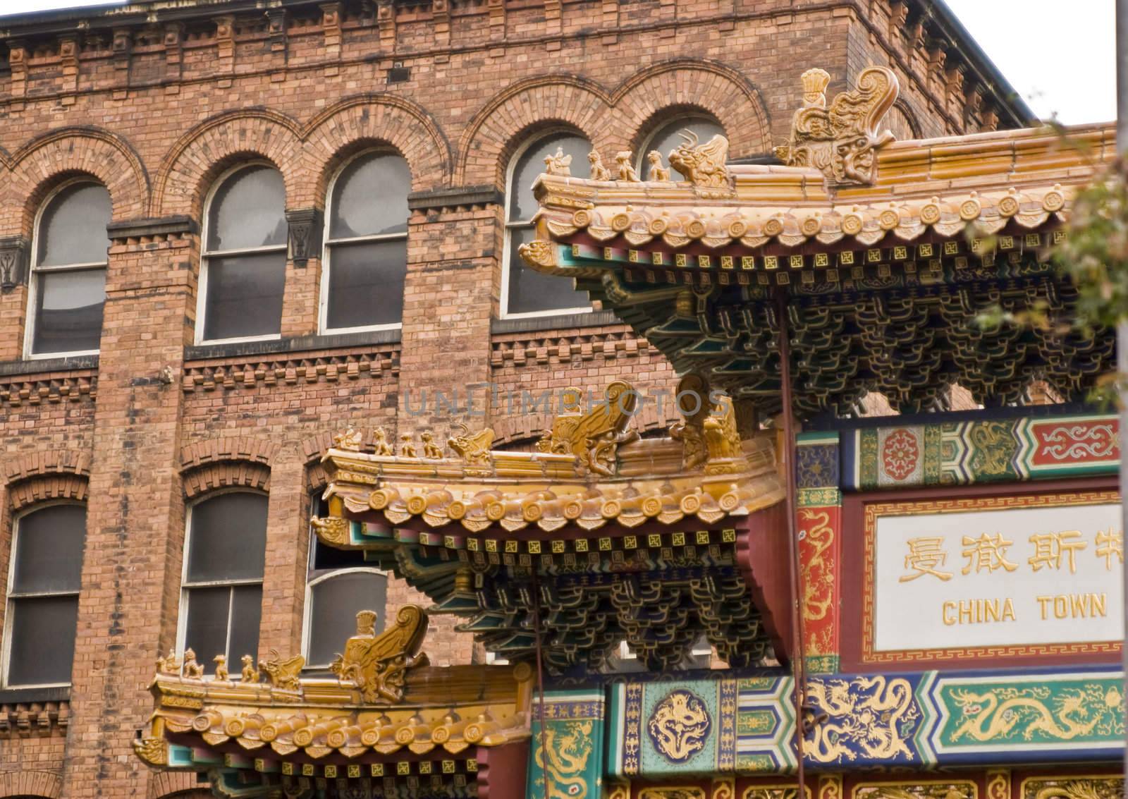 Chinese door in chinatown, Manchester