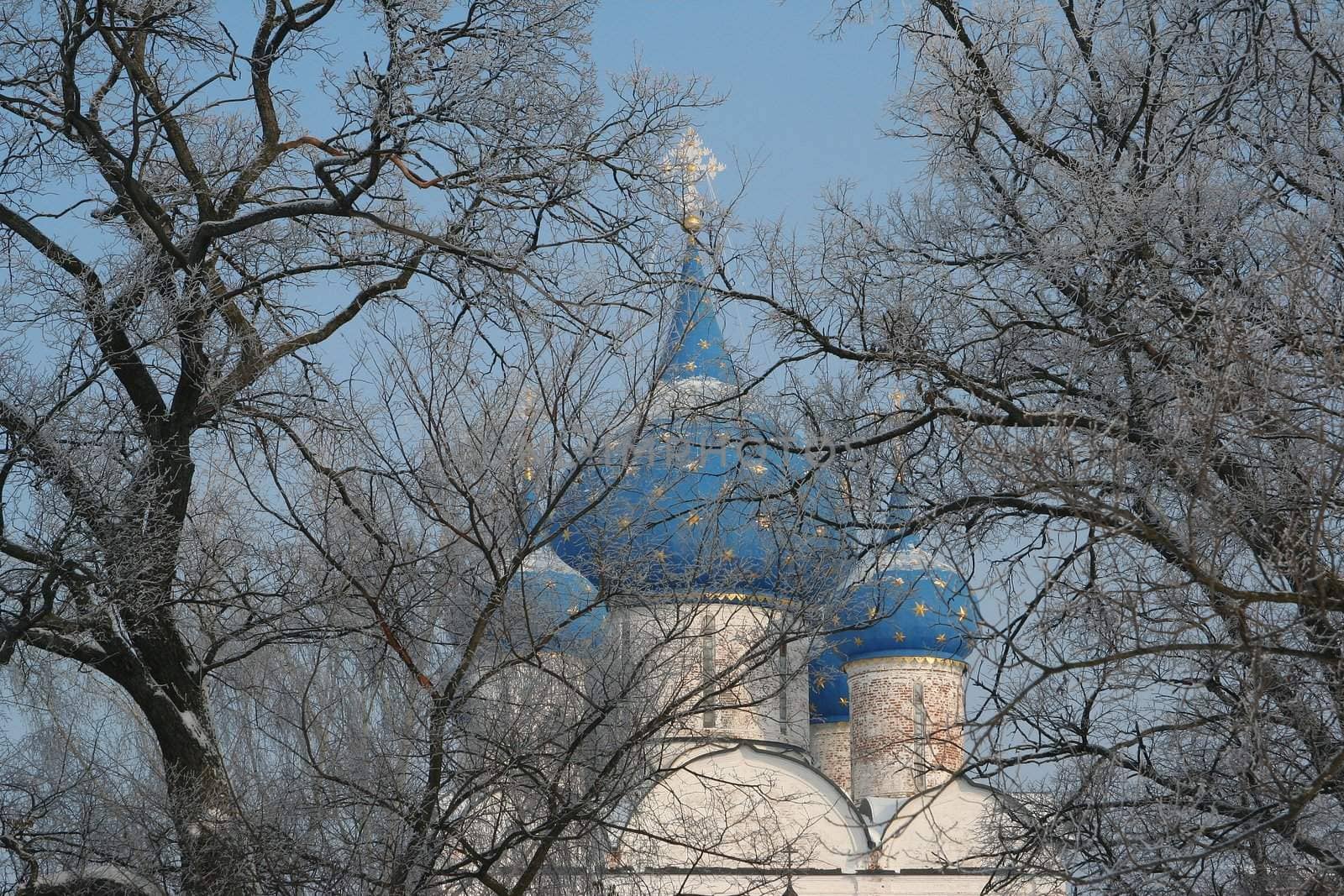 Domes of the Nativity cathedral in Suzdal, Russia