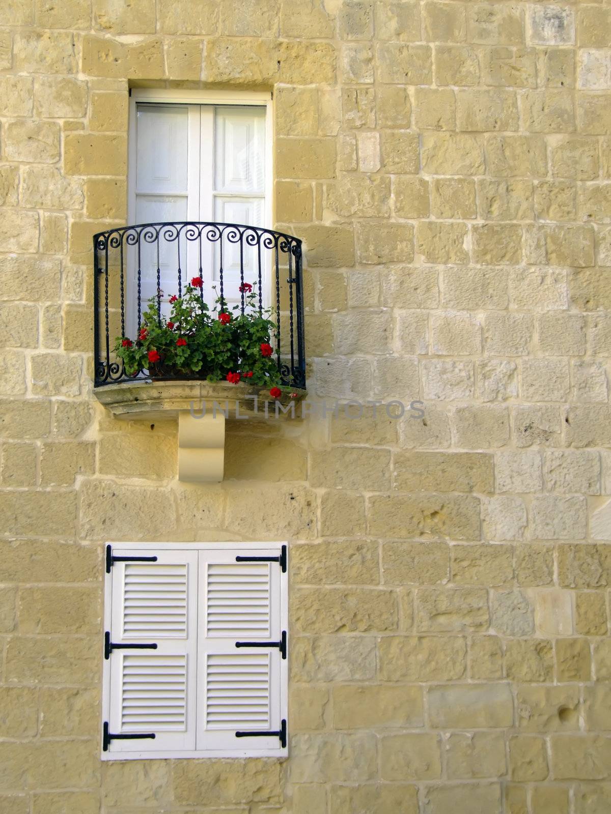 Medieval facade of house in the old city of Mdina, Malta