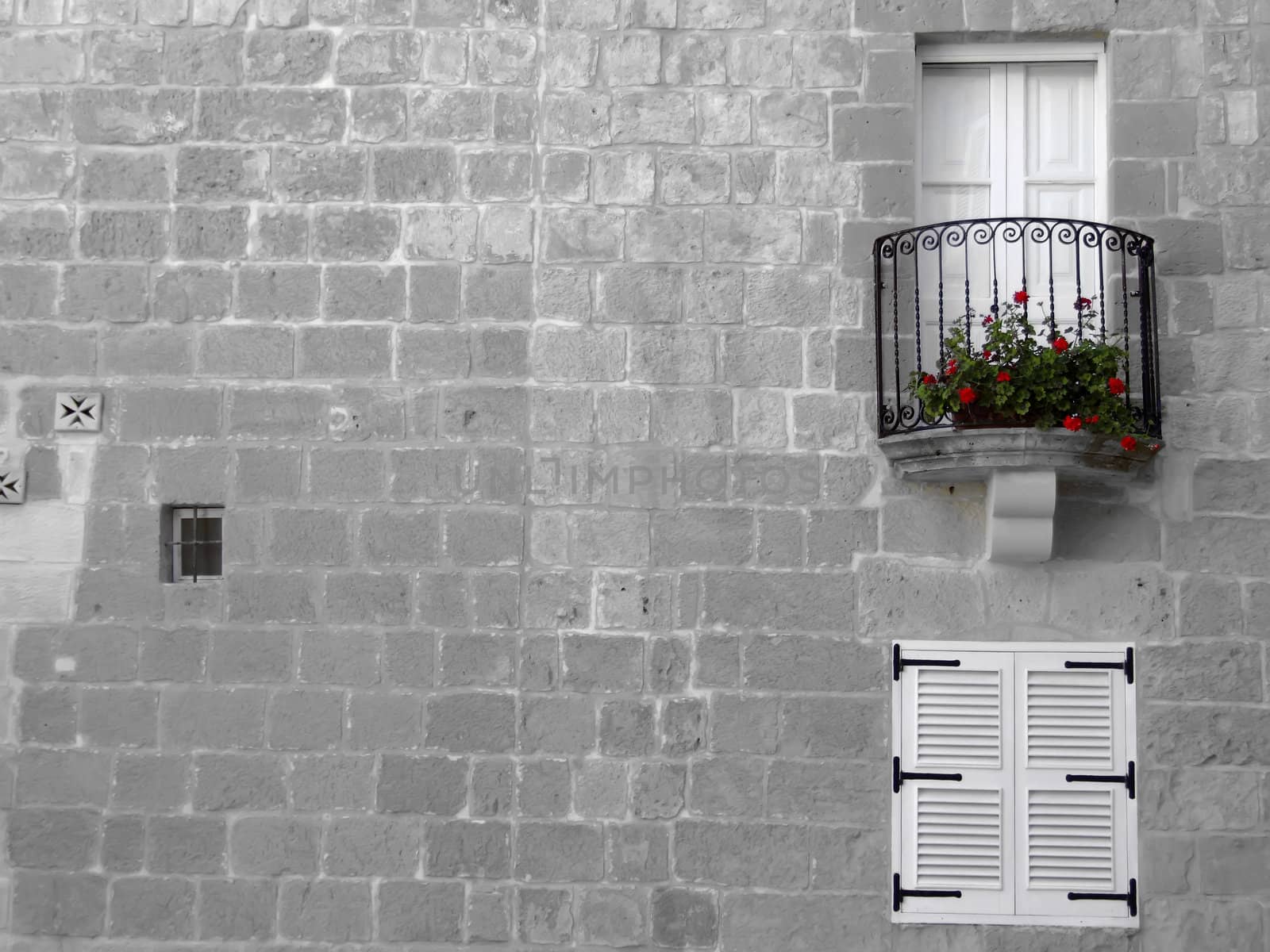 Medieval facade of house in the old city of Mdina, Malta