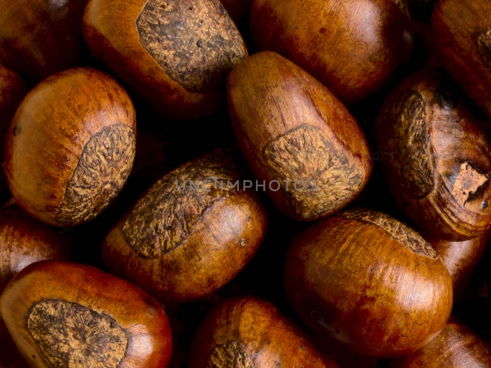 close up of roasted chestnuts