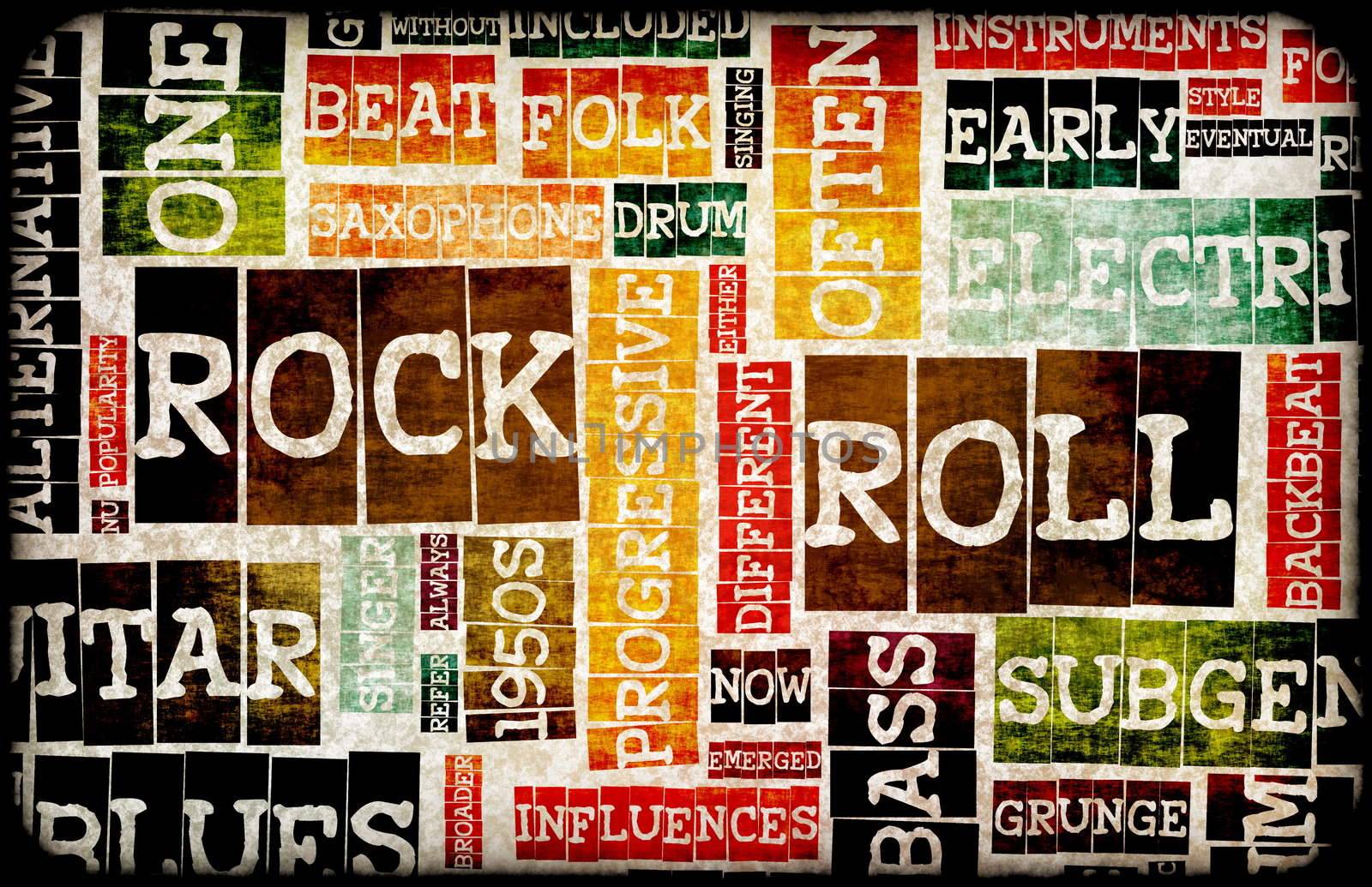 Rock and Roll Music Poster Art as Background
