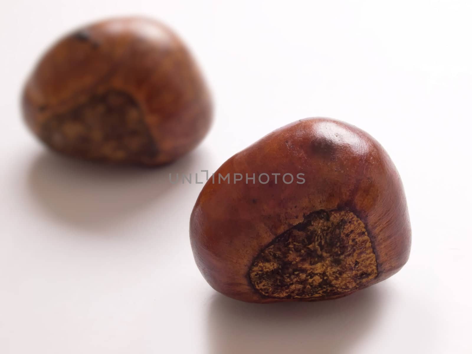 close up of roasted chestnuts on white