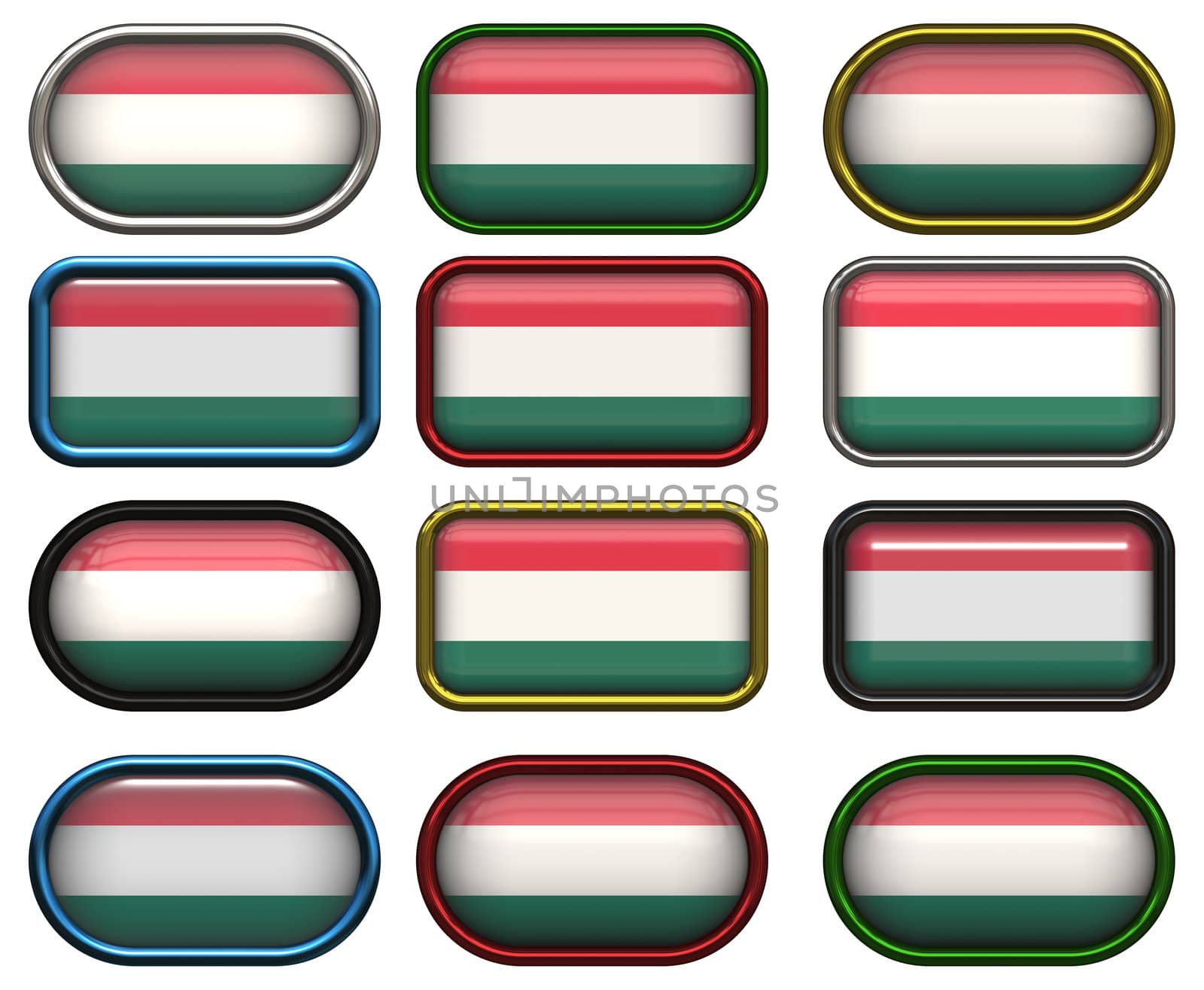 12 buttons of the Flag of hungary by clearviewstock