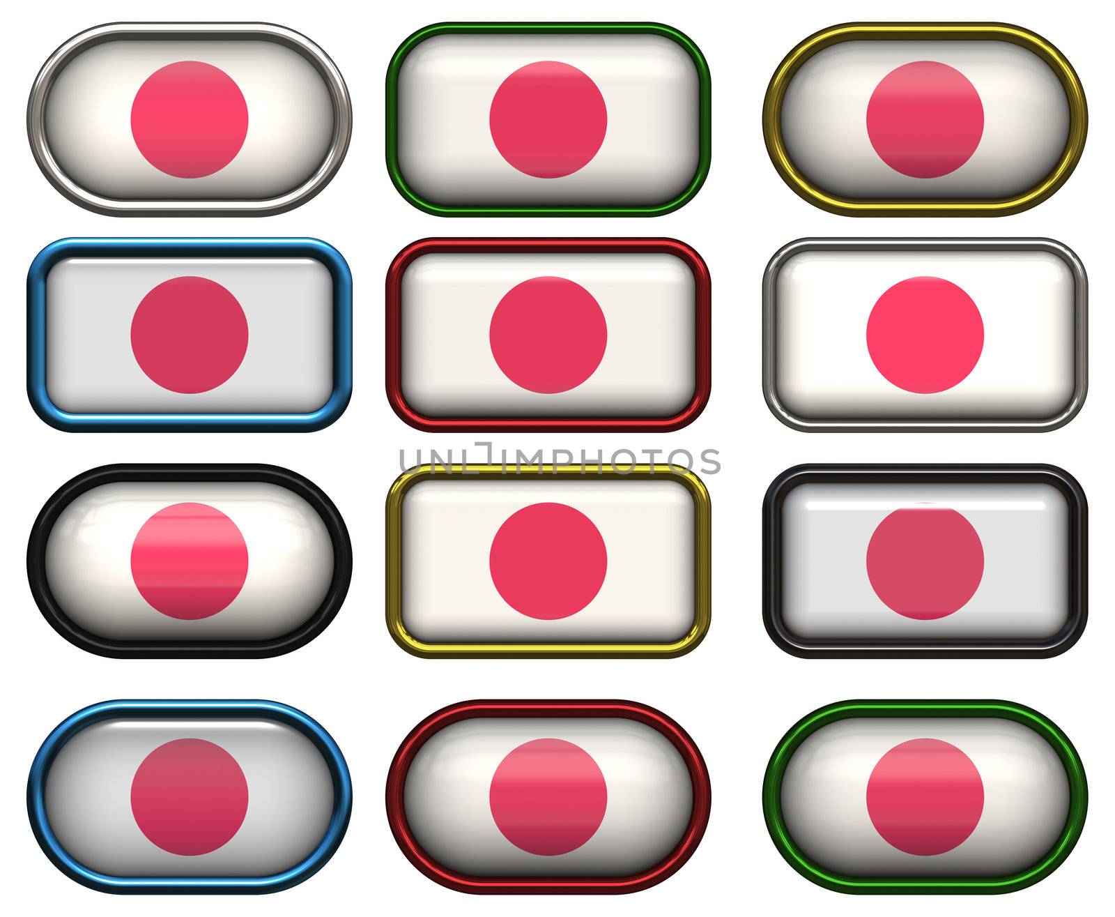12 buttons of the Flag of Japan by clearviewstock