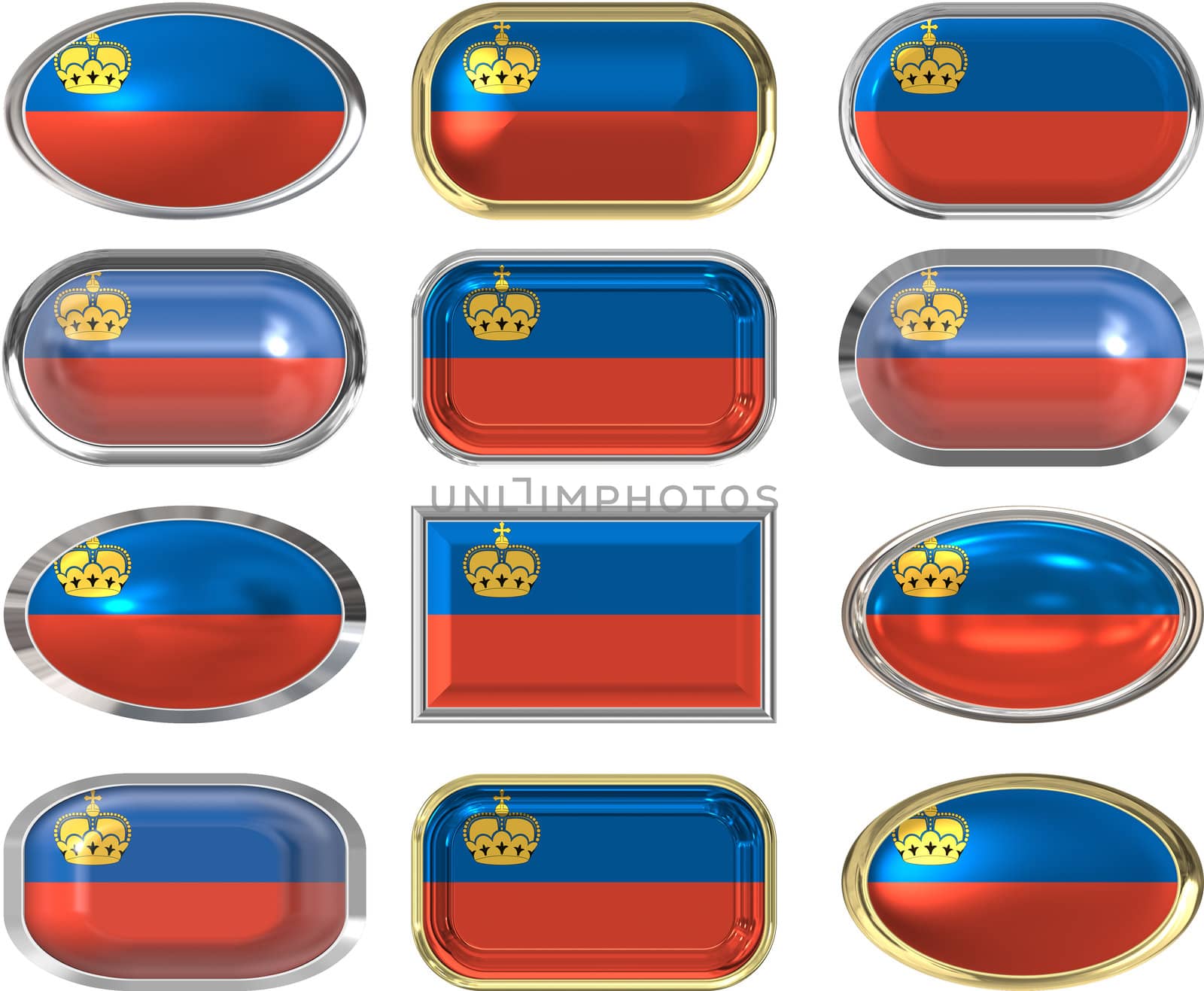 12 buttons of the Flag of liechtenstein by clearviewstock