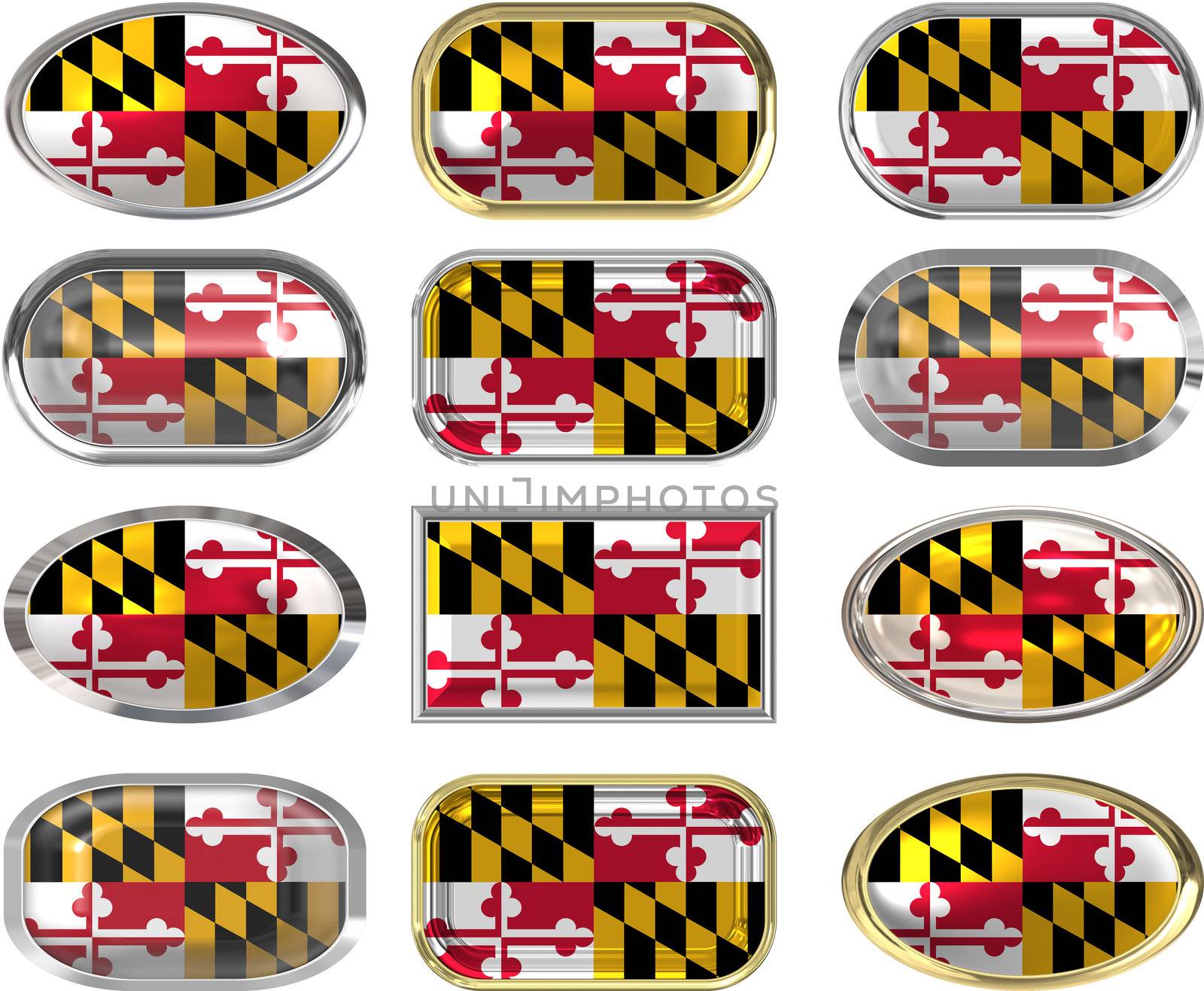12 buttons of the Flag of Maryland by clearviewstock