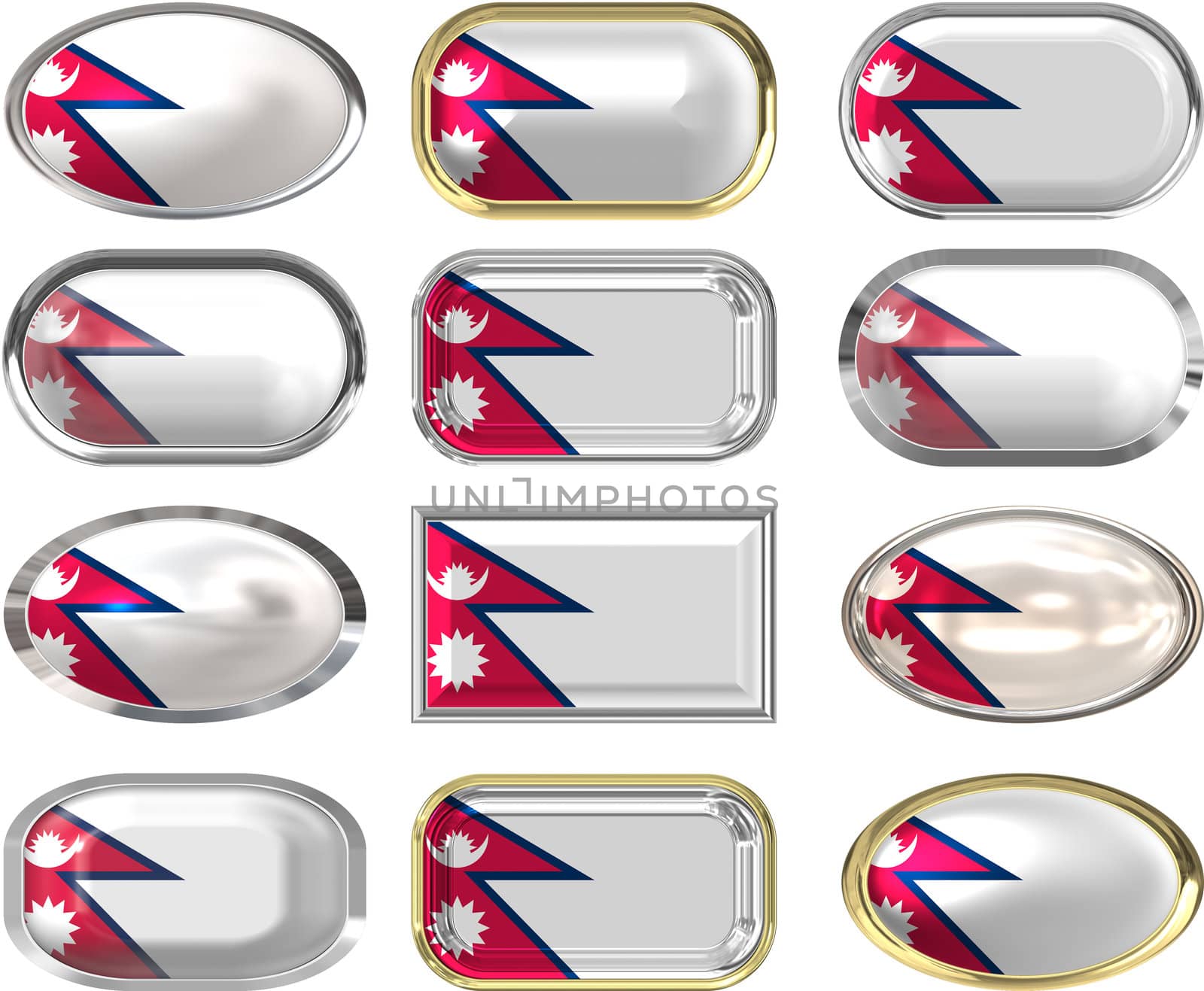 12 buttons of the Flag of Nepal by clearviewstock
