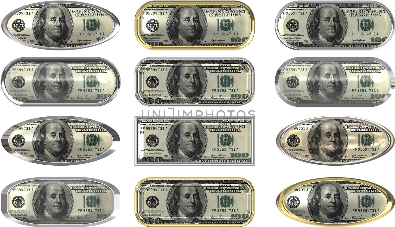 one hundred dollar note buttons by clearviewstock