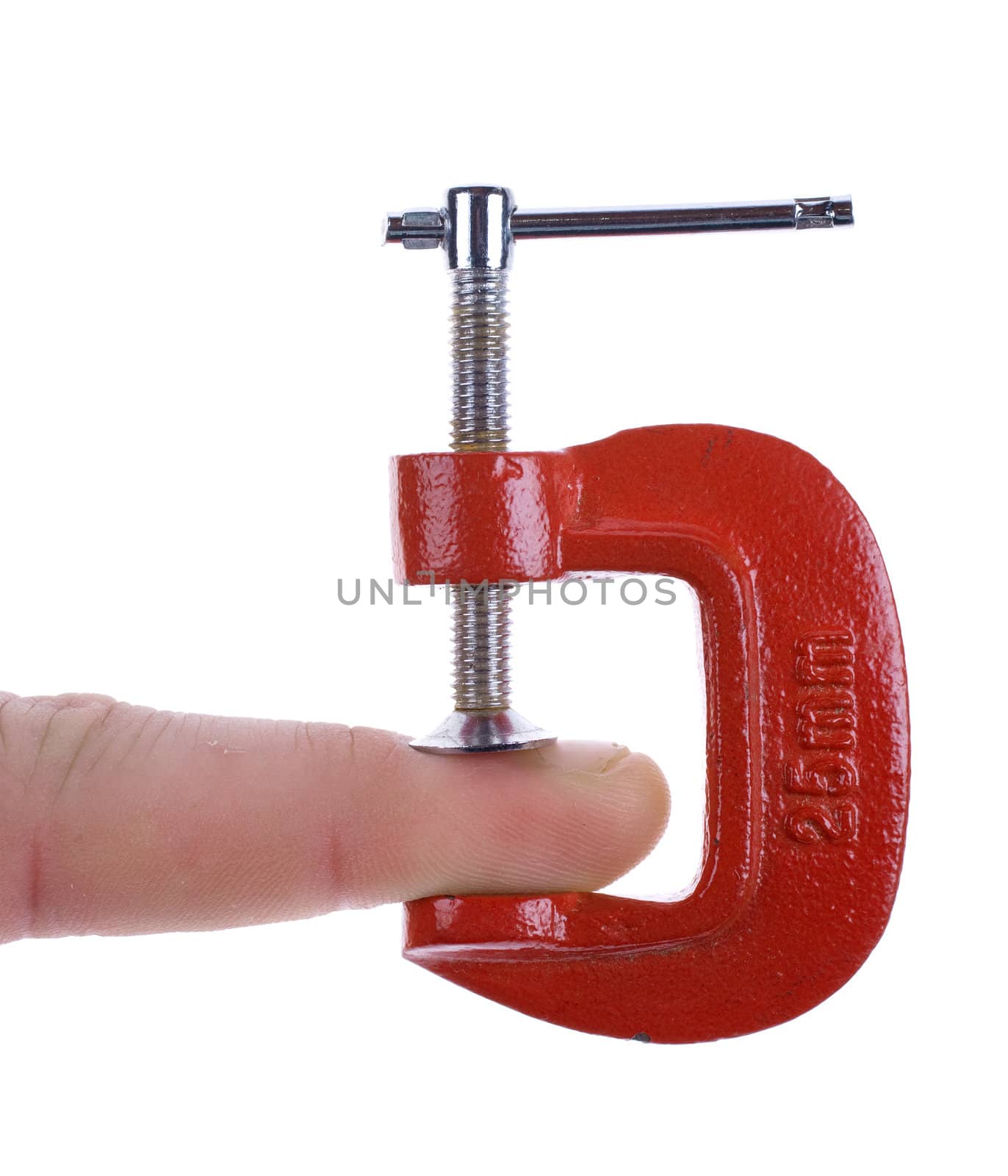 finger is under pressure in this clamp 