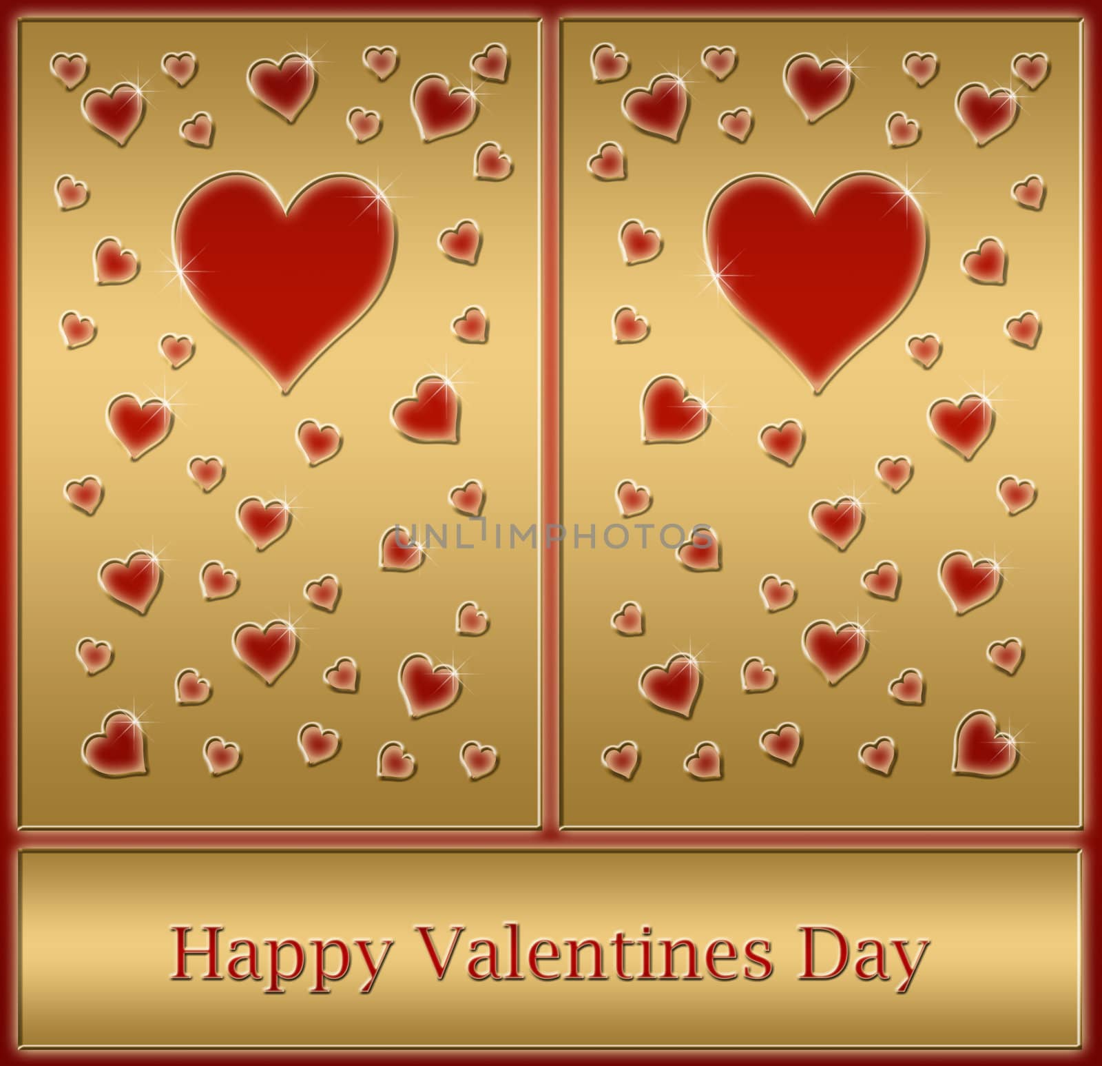 beautiful red and gold valentines card