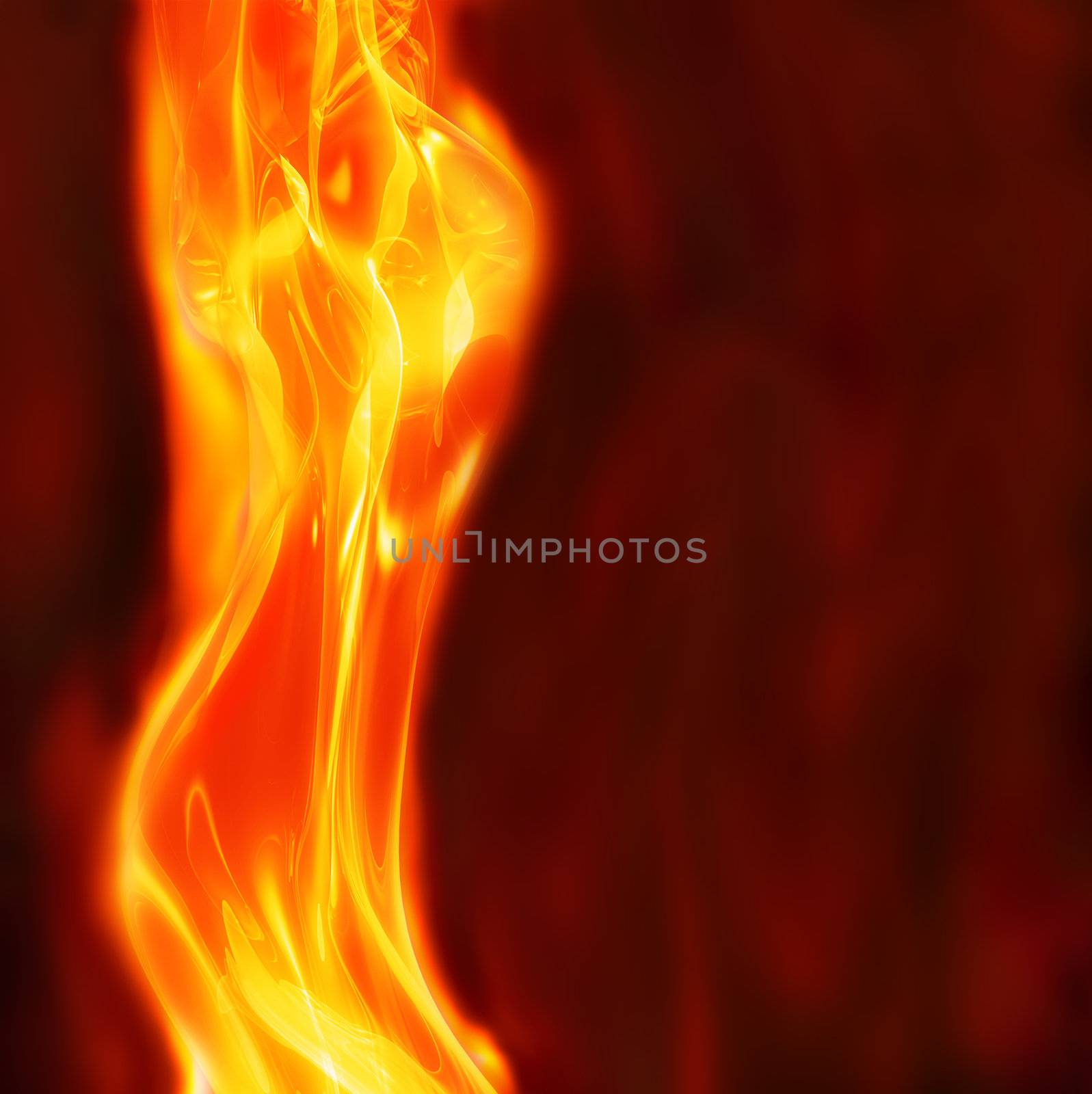 excellent abstract art image depicting  glowing female body fire and flames