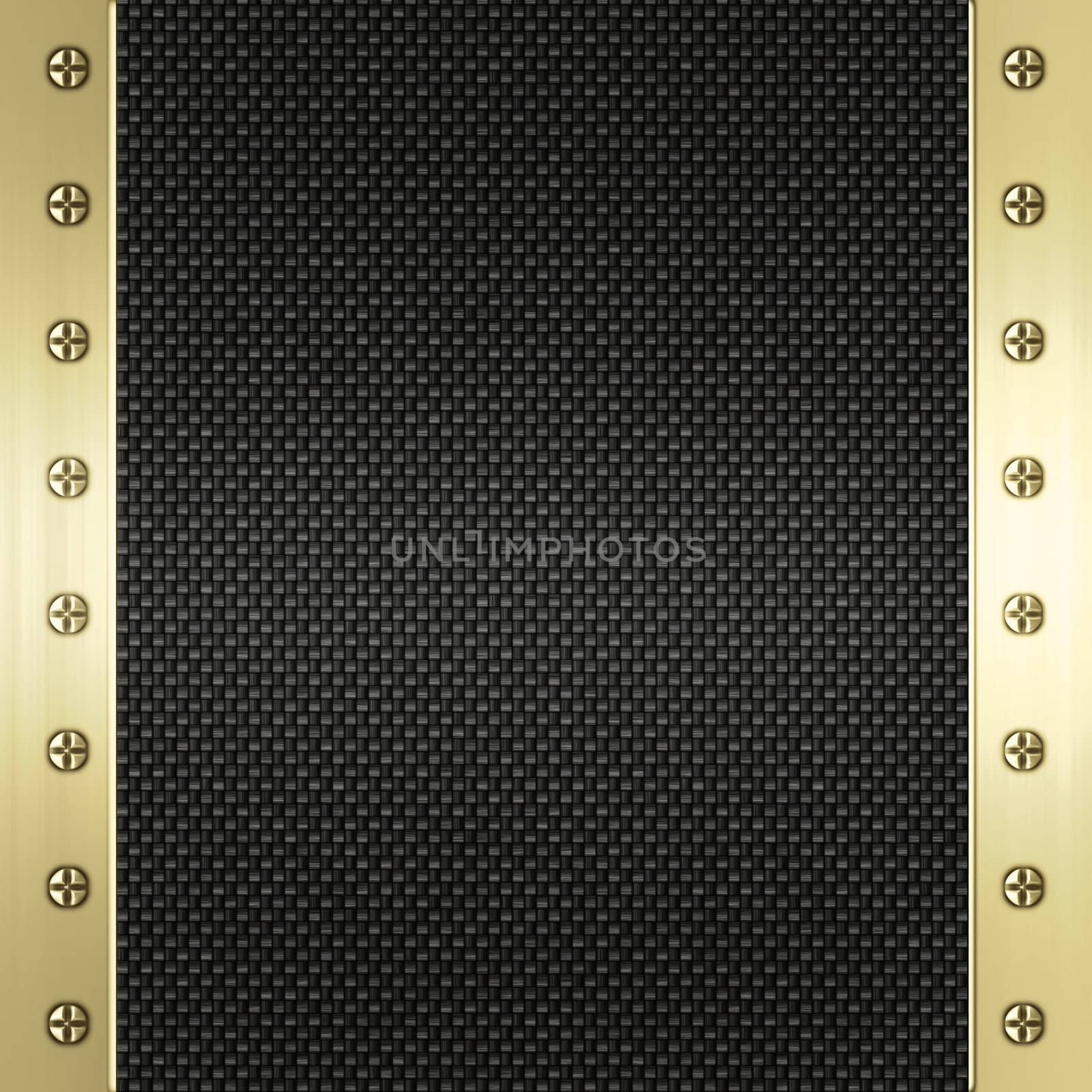 image of carbon fibre inlaid in gold metal frame