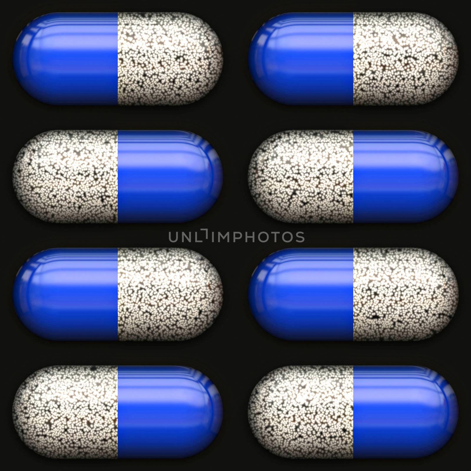 a large image of lots of pills or capsules in rows