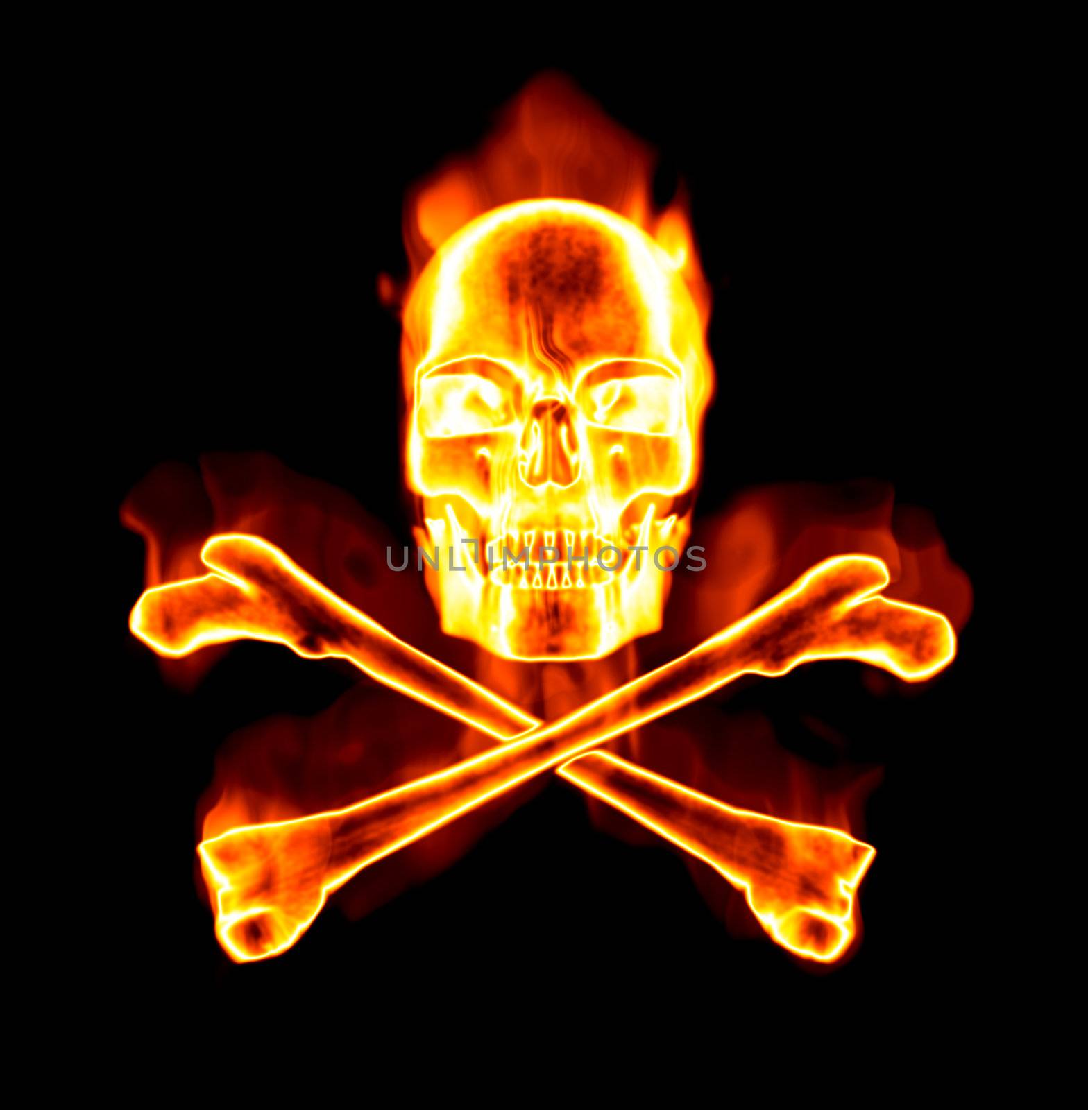 fiery skull and cross bones by clearviewstock
