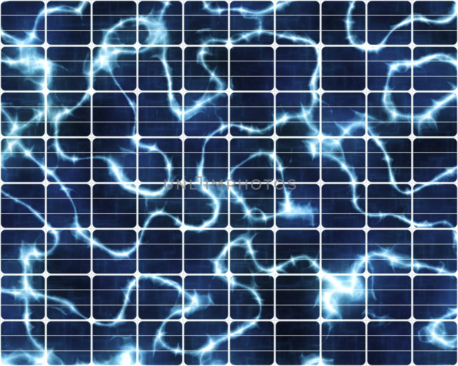 solar panels and electricity arcs