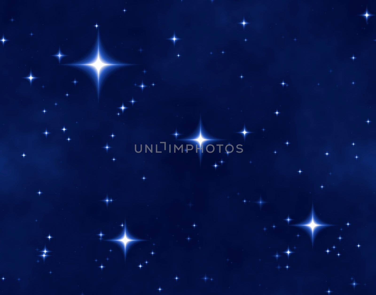 a nice blue star field of bright and shining stars and one bright star