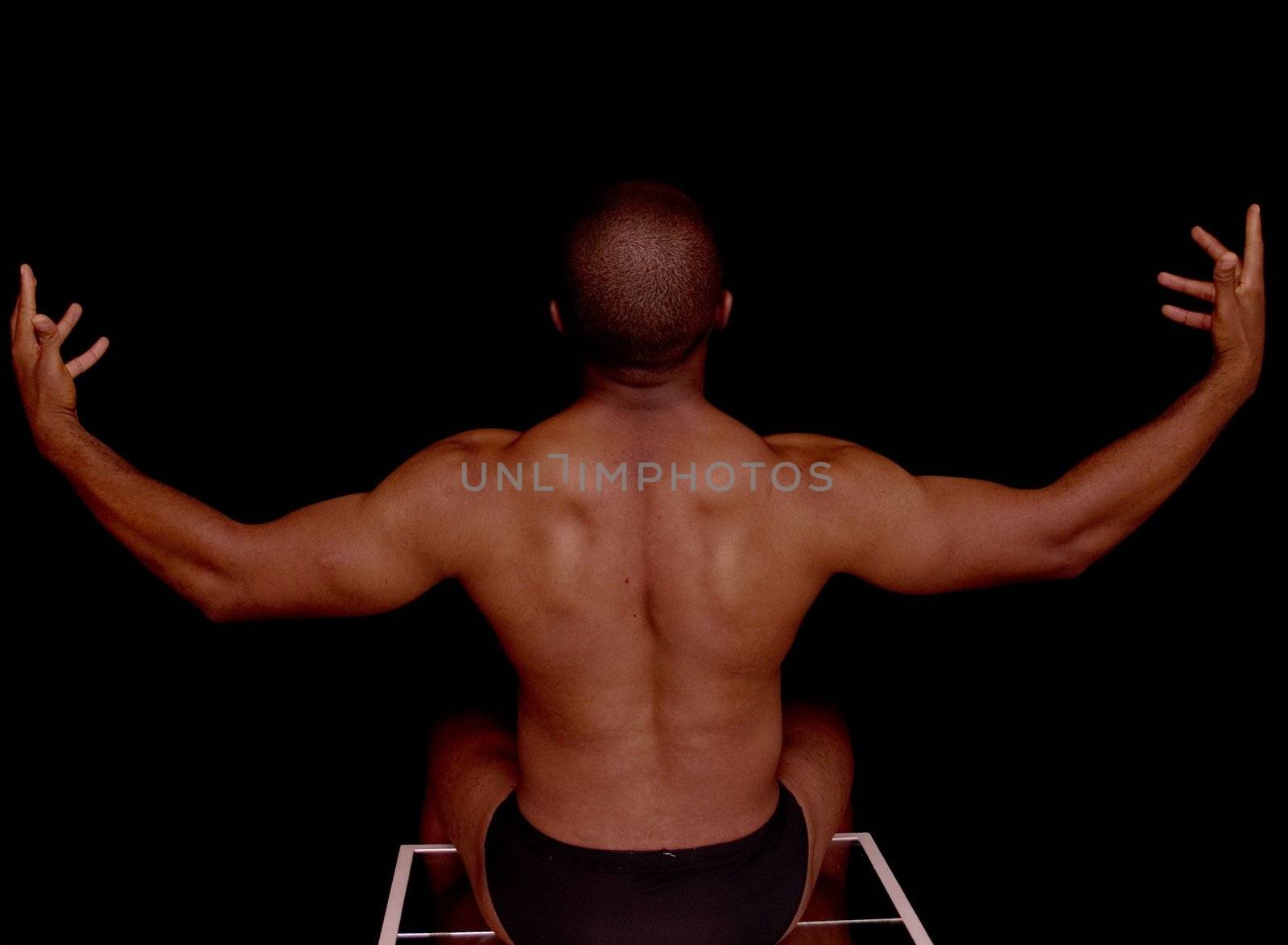 Back muscles of a very fit man