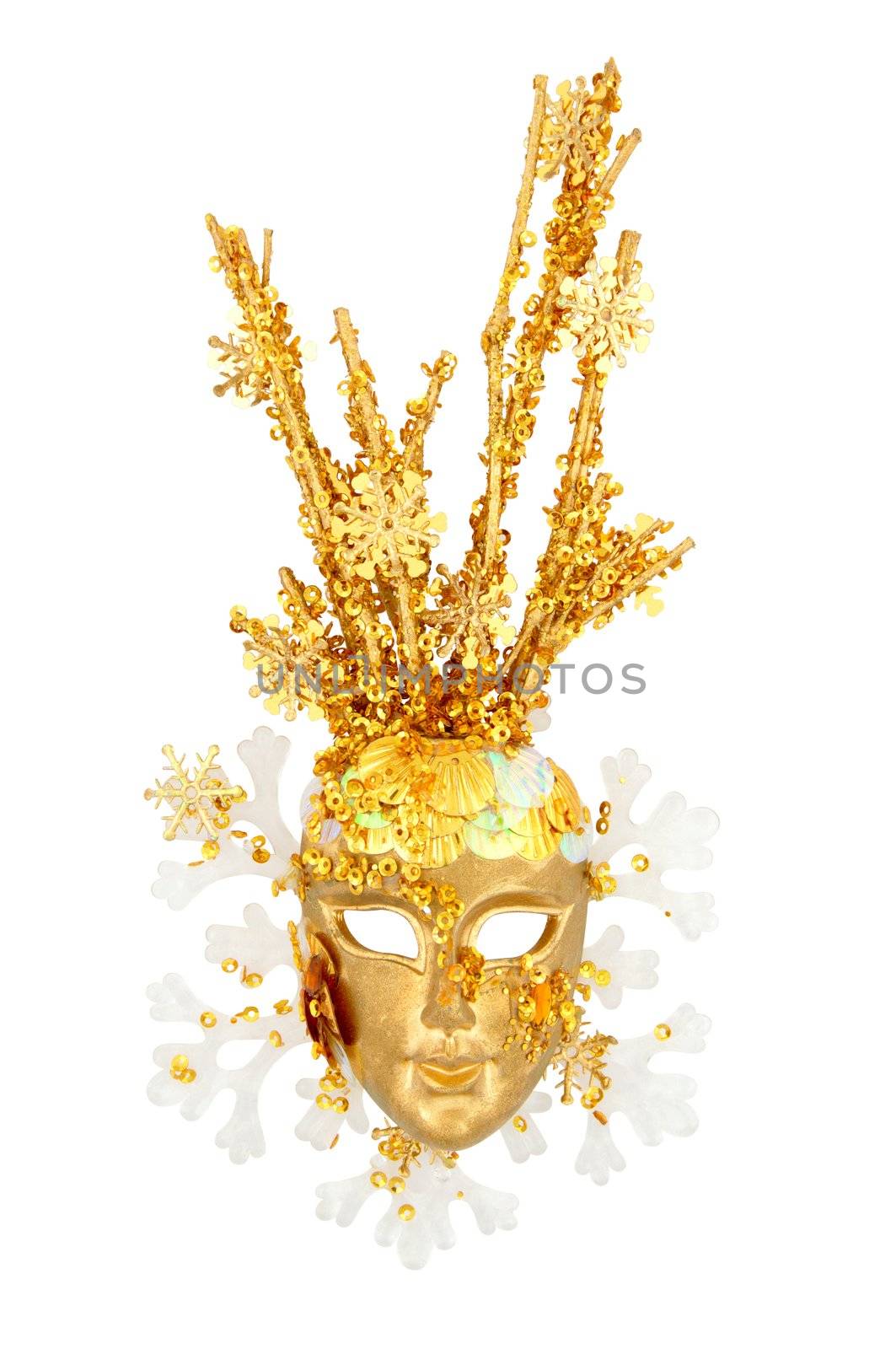 Isolated decorative mask on white background with clipping paths