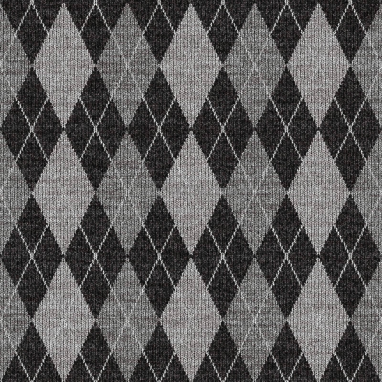 seamless texture of knitted wool gingham squares in grey 