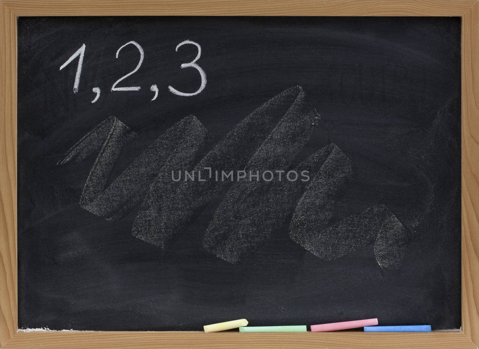 one, two, three numbers on blackboard by PixelsAway