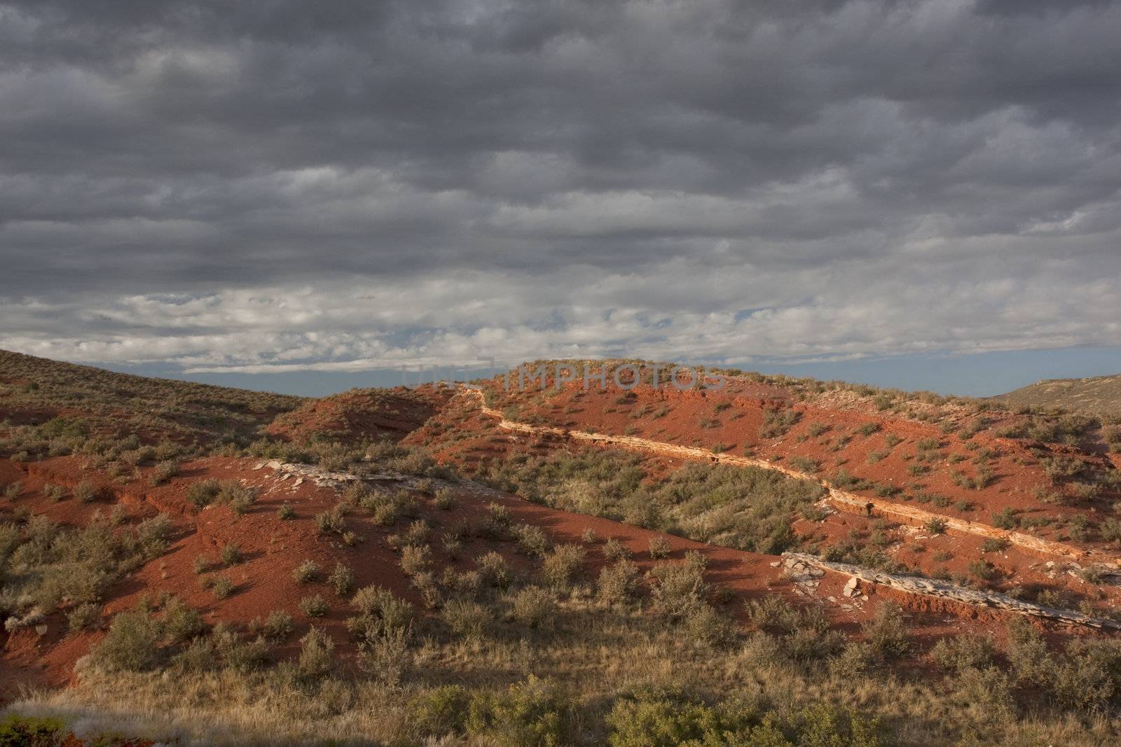 Red Mountain Open Space semi desert landscape in northern Colorado near Wyoming border, boundary between mountains and plains, late summer